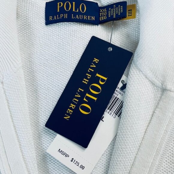 Polo Ralph Lauren Classic White Textured Zippered Sleeveless Sweater, XXL NWT - Picture 5 of 6